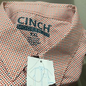 Cinch Mens Button Up Shirt XXL Red White and blue Print Long Sleeve Modern Fit